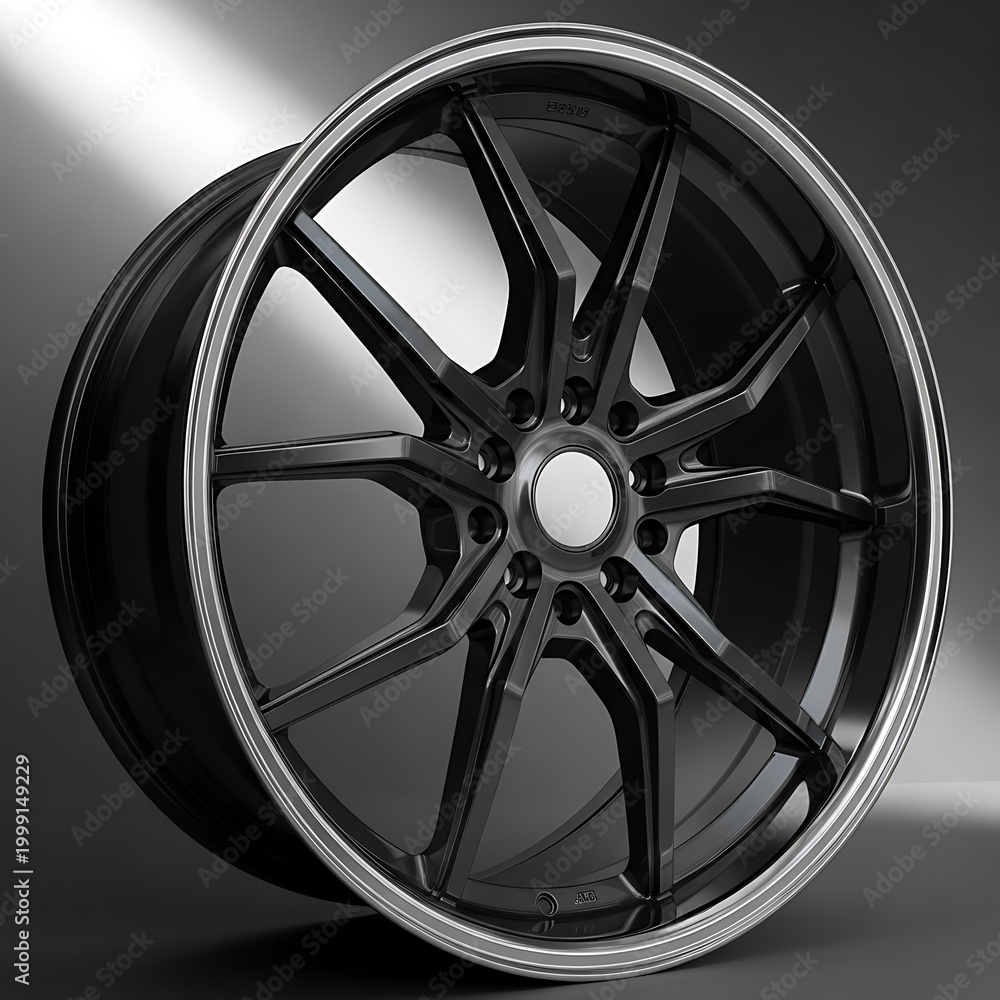 Obraz premium Close-up of a sleek alloy wheel.