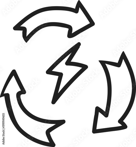 Clean Electric Current Cycle and Green Energy Grid Logo