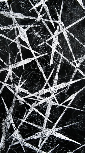 Abstract White Lines on Black Textured Background