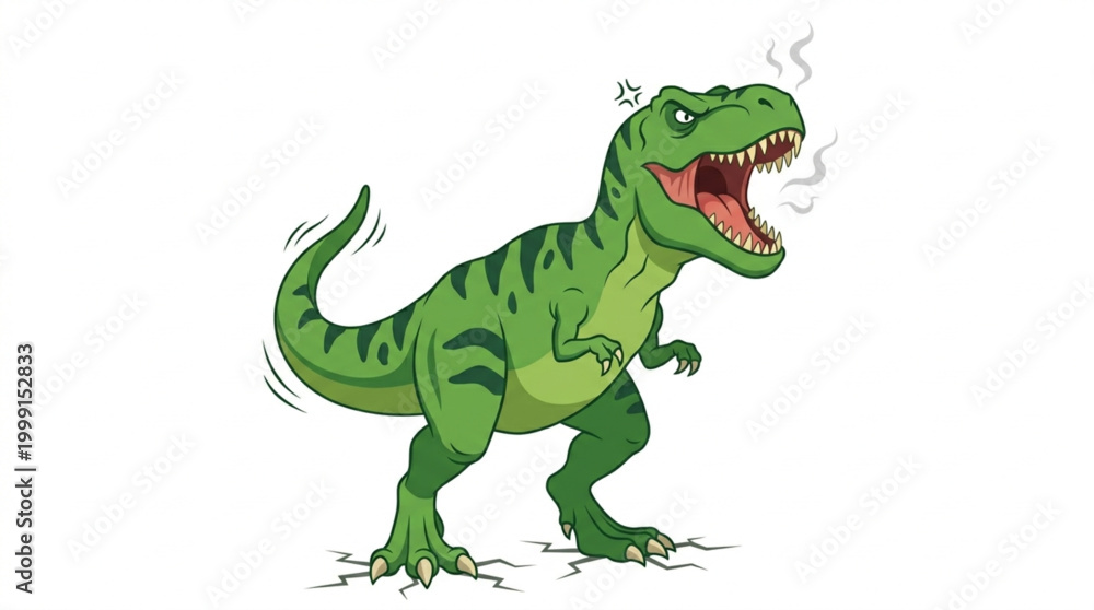 Obraz premium Cute and Angry Tyrannosaurus Rex Cartoon Character Illustration Set