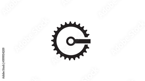 Gear with key icon, premium quality vector style for mechanics, software access, and secure authentication branding featuring cog, security,