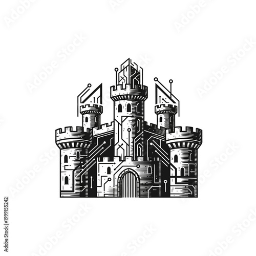 Medieval Castle Architecture Stone Structure.