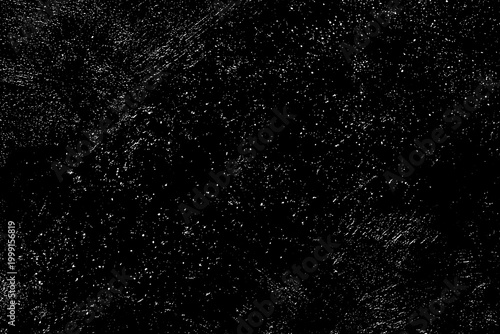 Chaotic white star bokeh on black background. falling blurry bokeh snow overlay, starry sky. white spot and drops. abstraction
