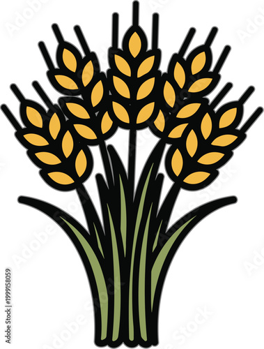 Wheat sheaf illustration with golden grains