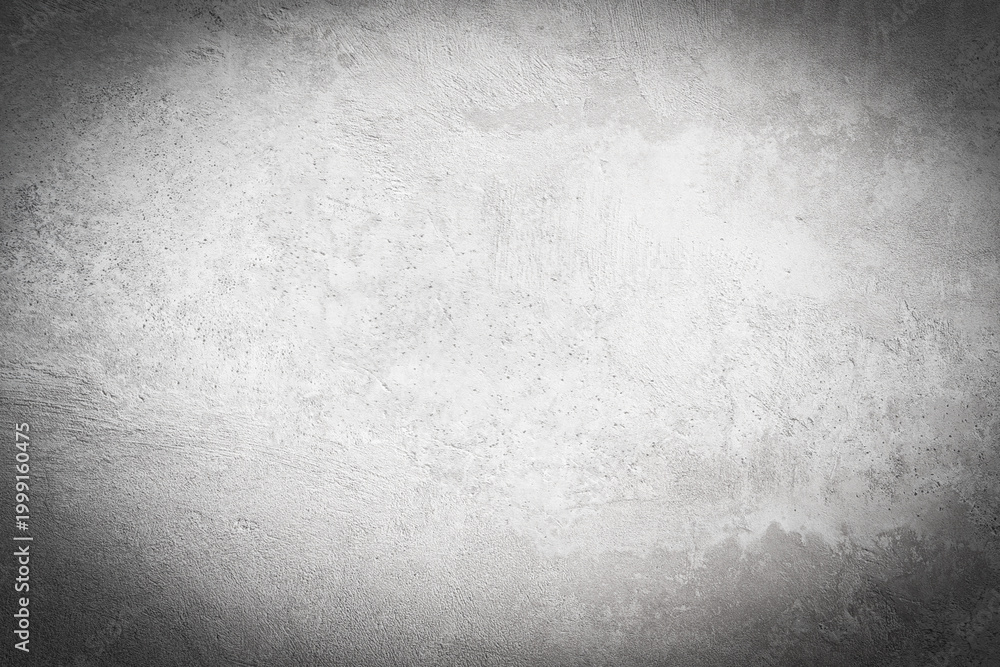 Fototapeta premium White concrete wall with vignette texture background. empty rough cement wall with darkening at the edges. grey plaster texture, for designers
