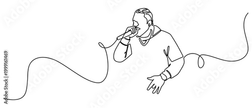 One continuous single line drawing of The rappers are having a rap battle. isolated on white background minimalism design. Editable stroke.