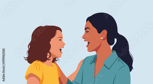 Mother and Daughter Talking and Laughing Together, Family Connection