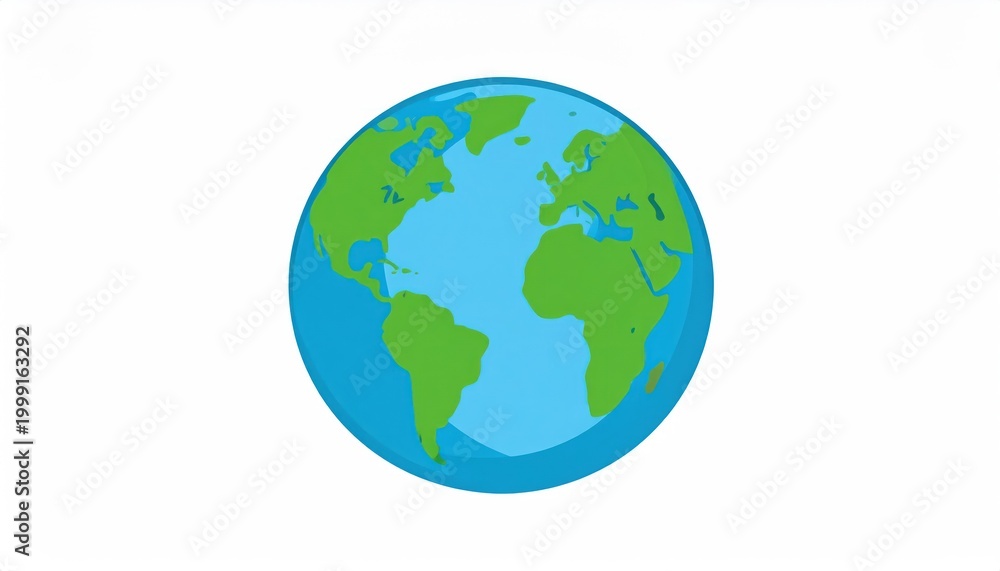 Obraz premium Isolated Cartoon Earth Globe with Continents and Oceans on White Background.