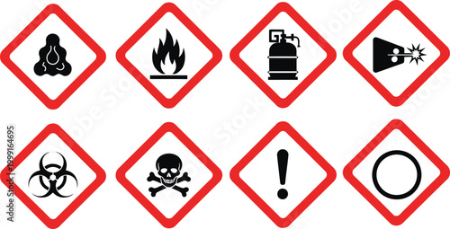 Photos Hazard symbols a collection of ghs pictograms for chemical safety and warning