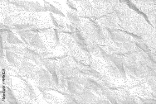Abstract black and white dithered texture resembling crumpled paper or distressed fabric surface.