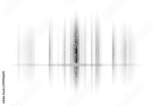 Abstract vertical halftone gradient lines with digital reflection effect, creating a monochromatic texture background.