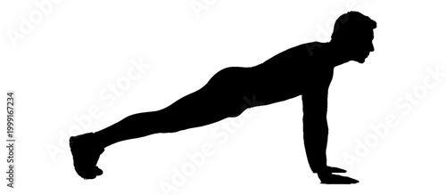 Person performing a plank exercise demonstrating core strength and stability workout pose editable vector silhouette
