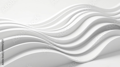 Abstract waves create a rhythmic white architectural pattern with smooth curves and deep shadows.
