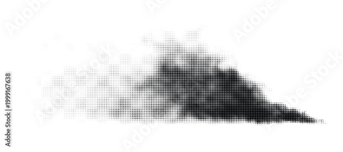Halftone car exhaust smoke cloud illustration with a dynamic fading dot pattern effect.