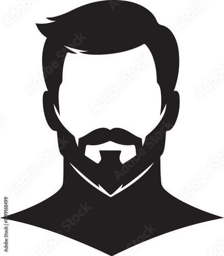 Stylized Vector Silhouette of a Bearded Man with Modern Haircut and Groomed Beard