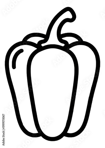 Bell Pepper Outline Illustration Vector Icon