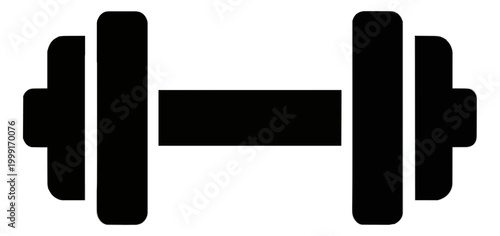 Black and White Barbell Vector Line Icon