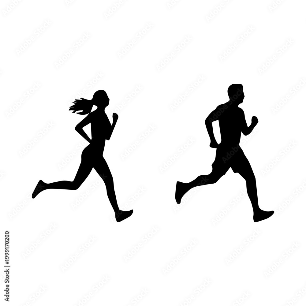 Fototapeta premium Woman Running Silhouette Stock Illustrations