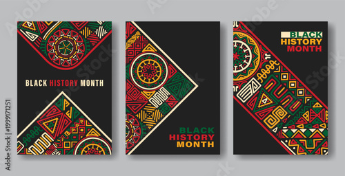 Set of Black history month design for social media posts  greeting card  cover  sale promotion templates background