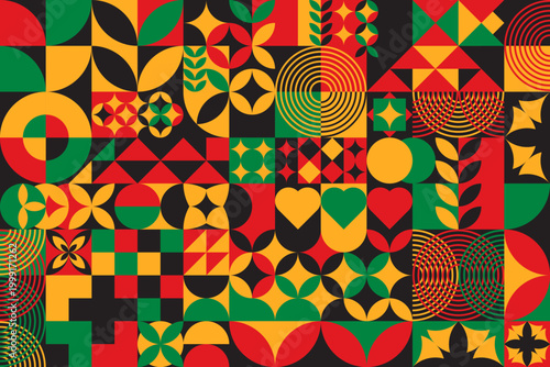Juneteenth Freedom Day African American Geometric Pattern Vector