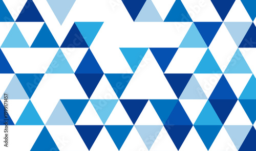 Blue triangular mosaic pattern. Abstract geometric polygonal background