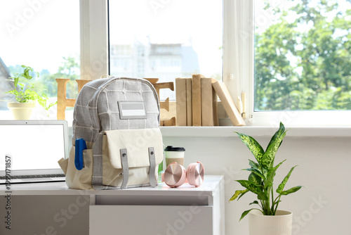 Backpack with headphones on...