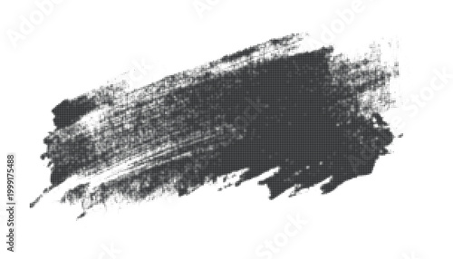 Black textured brush stroke with halftone pattern creating a distressed graphic design element.