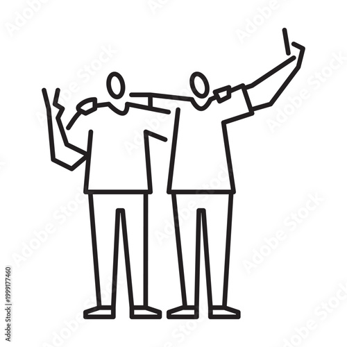 selfie outline icon. best friend illustration.
