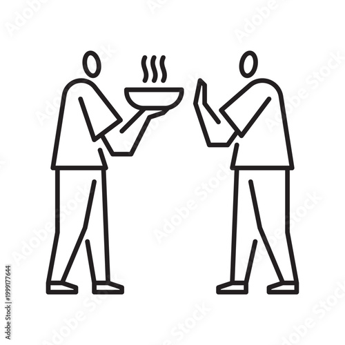 sharing food outline icon. giving food illustration.