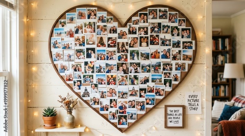 Heart-shaped collage of family memories