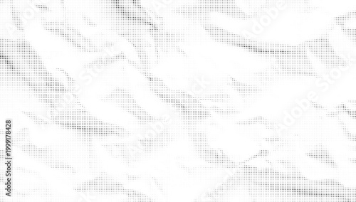 Halftone crumpled paper texture with a dotted, rough, and wrinkled surface. Dotted creased sheet background
