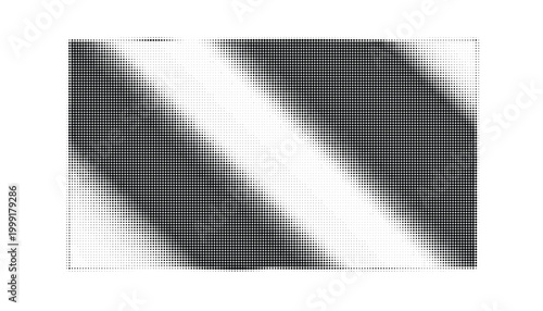 Halftone screen glare reflection, glossy plastic sheet with diagonal black and white stripes composed of varying dot sizes