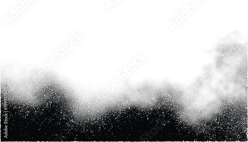 Halftone stippling dot pattern, abstract black and white gradient smoke texture