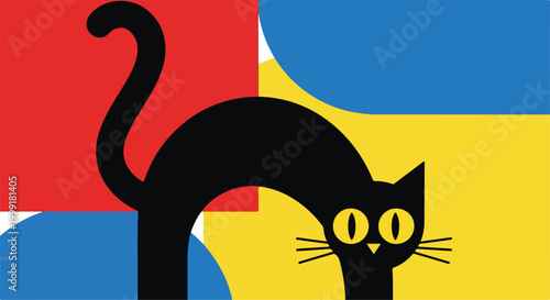 A black cat with yellow eyes