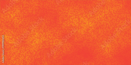 Abstract orange software coding background with digital pixel stream pattern.
