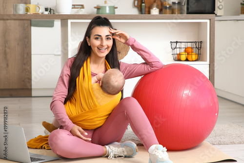 Sporty young woman with her...