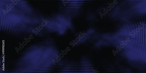 Gritty dark blue halftone screen print background with retro dither effect.