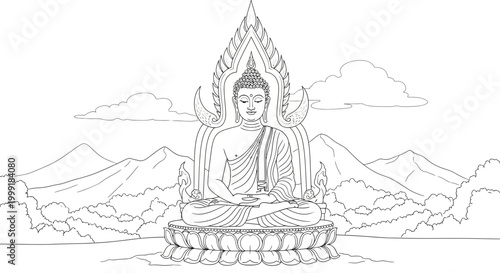 Buddha statue in meditation position.