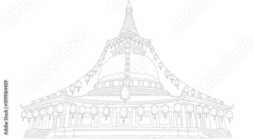 Ornate Thai Temple Roof Architecture.