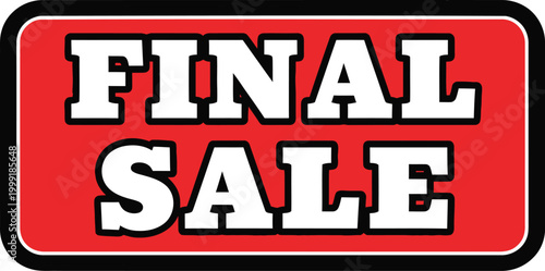 Vibrant red banner announcing a special clearance event with bold white lettering
