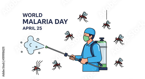 World Malaria Day, mosquito sprayer, medical worker, health awareness, disease prevention