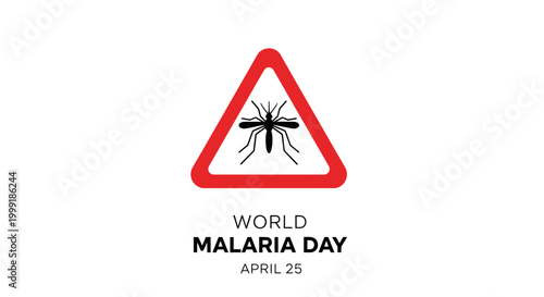 World Malaria Day, mosquito warning sign, vector icon, health awareness symbol