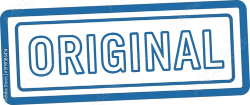 Blue stamp with the word ORIGINAL in white text, signifying authenticity or uniqueness
