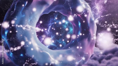 Vibrant purple and blue cosmic scene with