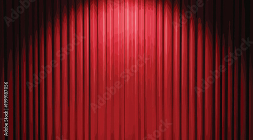 Red stage curtain with spotlight