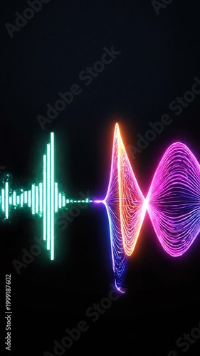 Music waves beat on the dark background