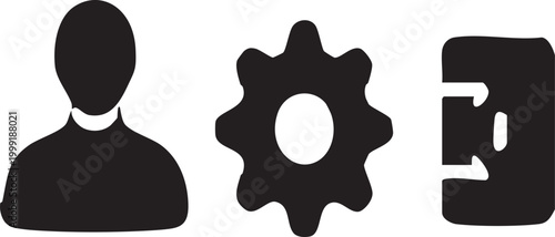 User Account Icon Set Vector Silhouette Illustration