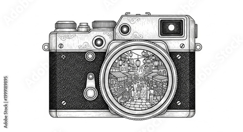 Travel Market Camera Lifestyle Vector 