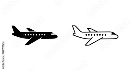 Two airplanes one black and one outlined