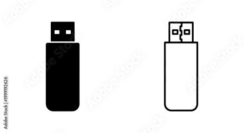 Black and white usb flash drives on a pure
